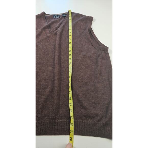 Jos A bank XL brown sleevless 100% merino wool vest Warm winter proffesional ^ - Picture 6 of 7
